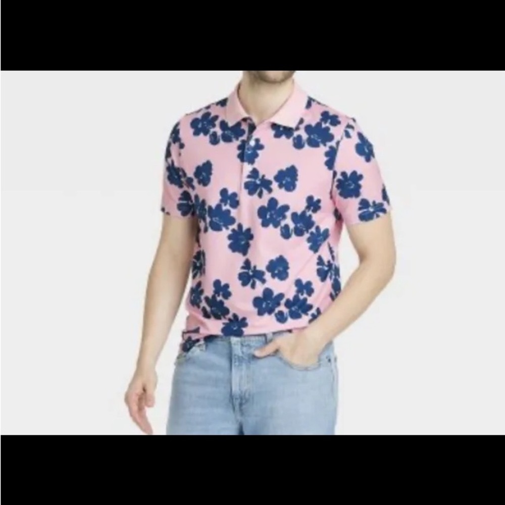 🌸NWT-Mens GoodFellow Pink And Blue Moisture Wicking Lightweight Polo🌸